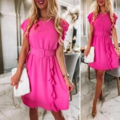 Vestito Donna Giromanica Cintura Svasato Rush Elegante -Lindavi Negozio WhatsAppImage2022 05 12at11.41.21 3