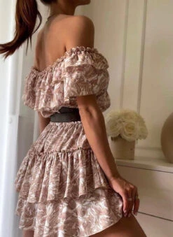 Vestito Donna Morbido Rush Scollo Barca Elastico Fantasia Casual Elegante -Lindavi Negozio WhatsAppImage2022 07 05at10.19.35