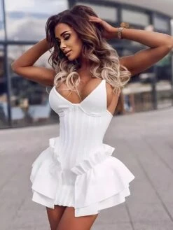 Vestito Donna Tubino Scollo Cuore Bretelle Rush Bustier Sensuale Elegante -Lindavi Negozio WhatsAppImage2022 08 01at10.28.01