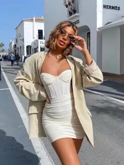 Vestito Donna Tubino Scollo Cuore Bustier Aderente Arricciato Sensuale Elegante -Lindavi Negozio WhatsAppImage2022 08 01at10.41.48