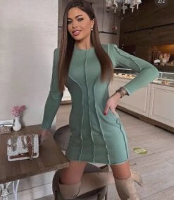 Vestito Donna Tubino Girocollo Aderente Sensuale Casual Elegante