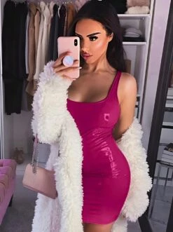 Vestito Donna Tubino Ecopelle Bretelle Scollo Cuore Vernice Aderente Sensuale Elegante -Lindavi Negozio WhatsAppImage2022 09 24at11.44.53