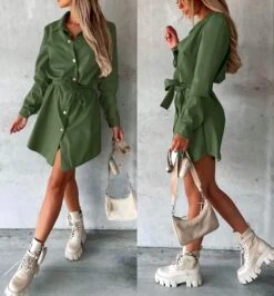 Vestito Donna Camicione Ecopelle Bottoni Cintura Casual Elegante -Lindavi Negozio WhatsAppImage2022 09 26at15.38.06