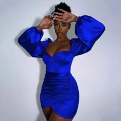 Vestito Donna Tubino Scollo Cuore Bustier Manica Sbuffo Gonna Intreccio Arricciato Elegante Sensuale -Lindavi Negozio WhatsAppImage2022 10 04at12.57.54