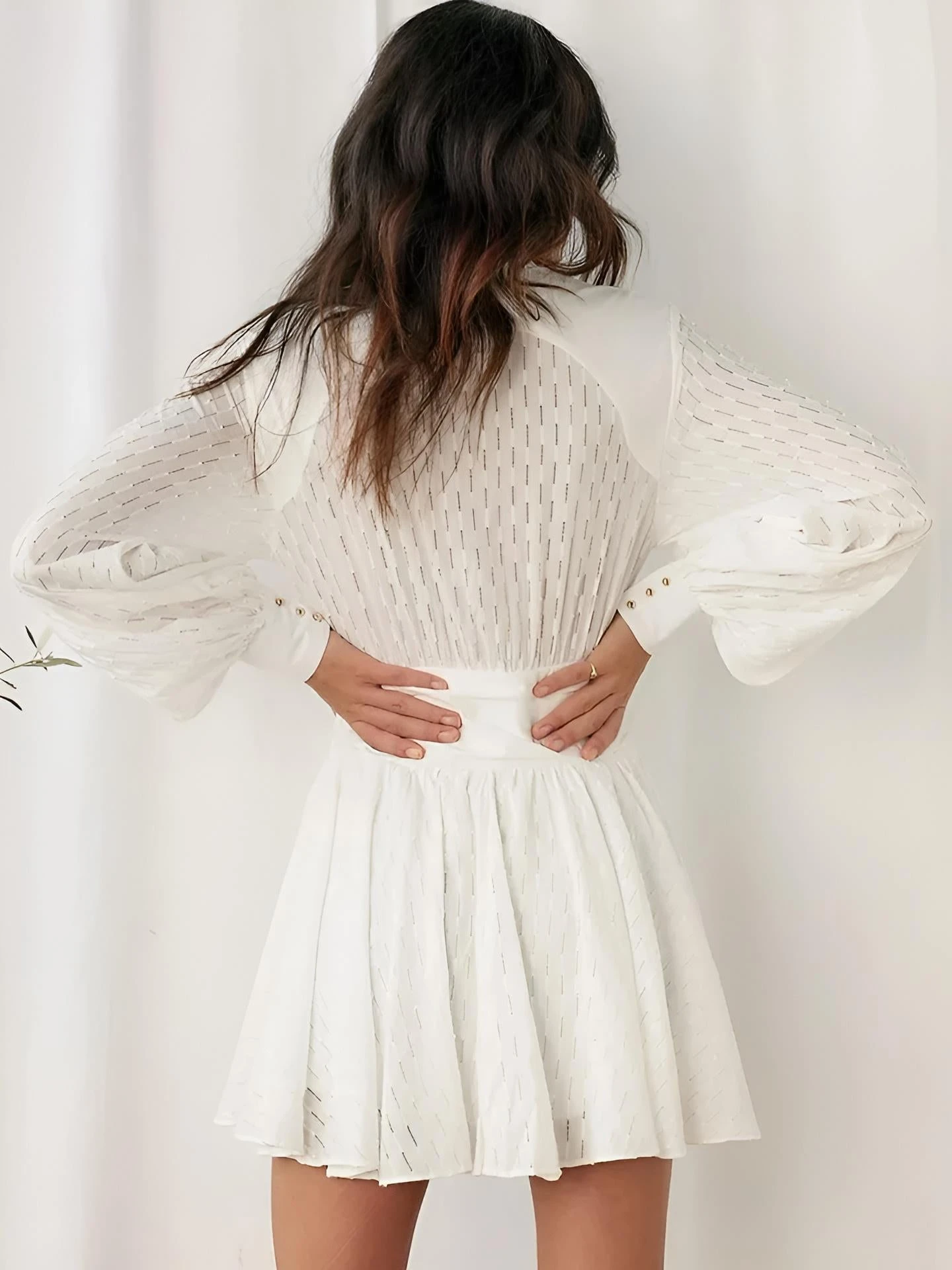 Vestito Donna Manica Sbuffo Gonna Campana Plissé Bottoni Bustier Elegante Sensuale 2 Vestito Donna Manica Sbuffo Gonna Campana Plissé Bottoni Bustier Elegante Sensuale - immagine 2