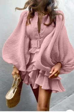 Vestito Donna Manica Sbuffo Rush Cintura