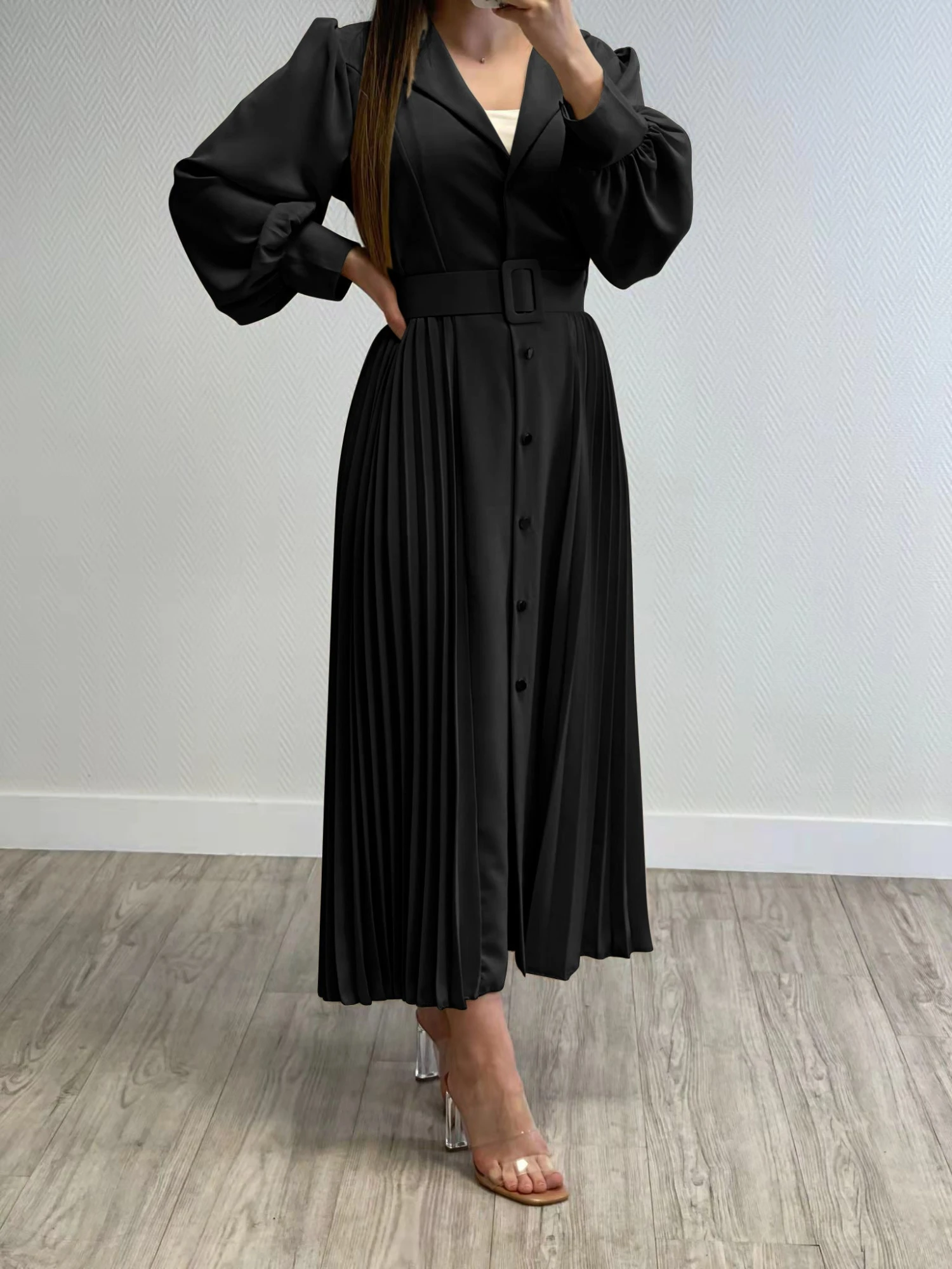 Vestito Donna Camicione Plissè Maniche Lunghe Morbide Casual 2 Vestito Donna Camicione Plissè Maniche Lunghe Morbide Casual - immagine 2