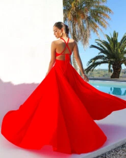 Abito Donna Vestito Lungo Scollo V Schiena Scoperta Spacco Alto Elegante -Lindavi Negozio WhatsApp Image 2022 04 06 at 10.28.28 2