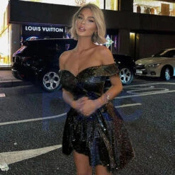 Vestito Donna Scollo Cuore Glitter Gonna Campana Sensuale Elegante -Lindavi Negozio WhatsApp Image 2022 07 19 at 16.51.19 1