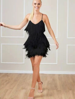 Vestito Donna Tubino Scollo Cuore Bretelle Piume Frange Lurex Sensuale Elegante -Lindavi Negozio WhatsApp Image 2022 08 09 at 13.26.18 1 1