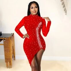 Vestito Donna Tubino Schiena Scoperta Strass Gioiello Spacco Velato Elegante Sensuale -Lindavi Negozio bvbdvbvd