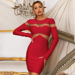 Vestito Donna Tubino Manica Lunga Velato Aderente Girocollo Elegante Sensuale -Lindavi Negozio c755b4d5