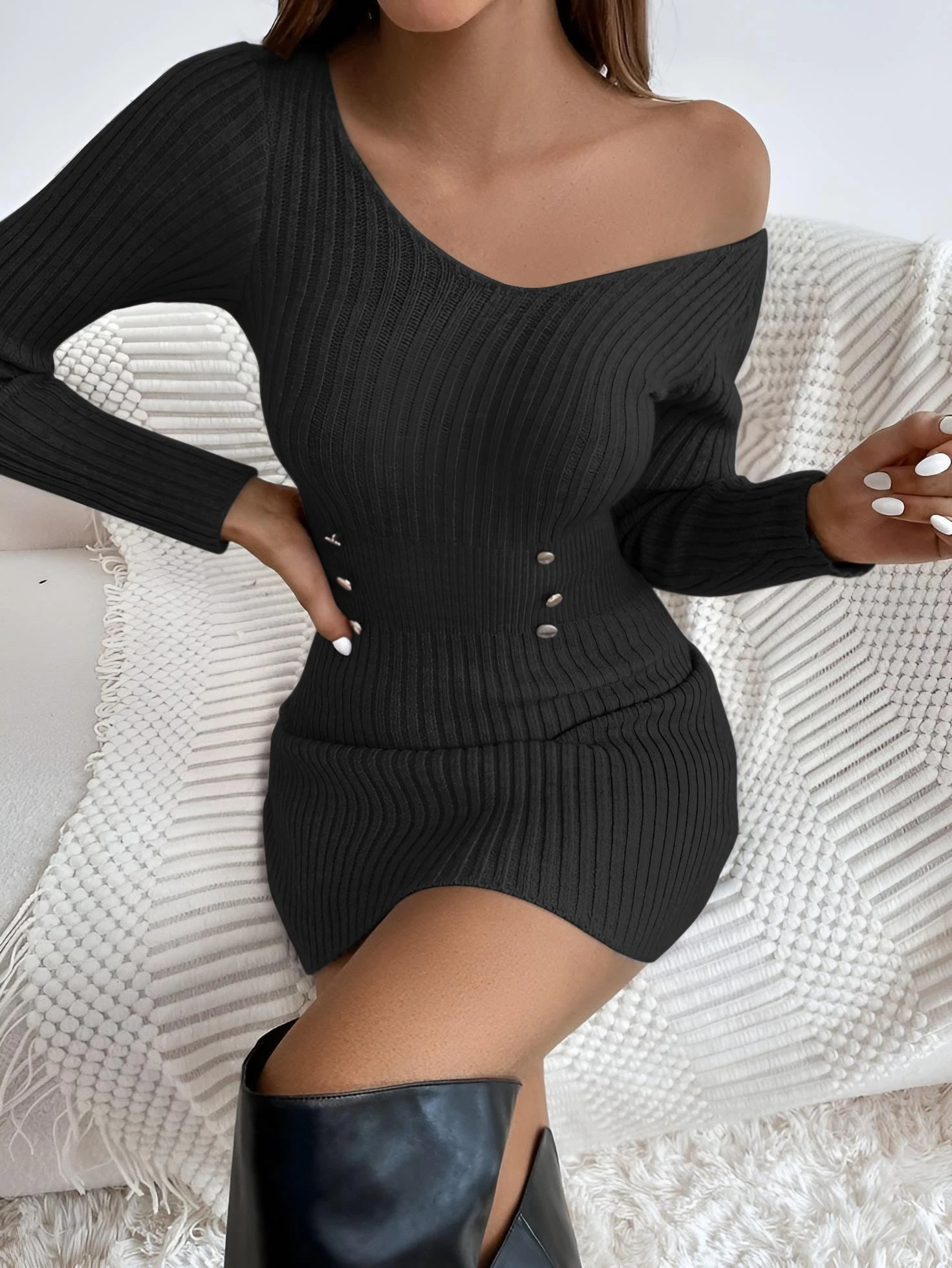 Vestito Donna Tubino Costina Bottoni Elastico Aderente Casual Sensuale Comodo 2 Vestito Donna Tubino Costina Bottoni Elastico Aderente Casual Sensuale Comodo - immagine 2