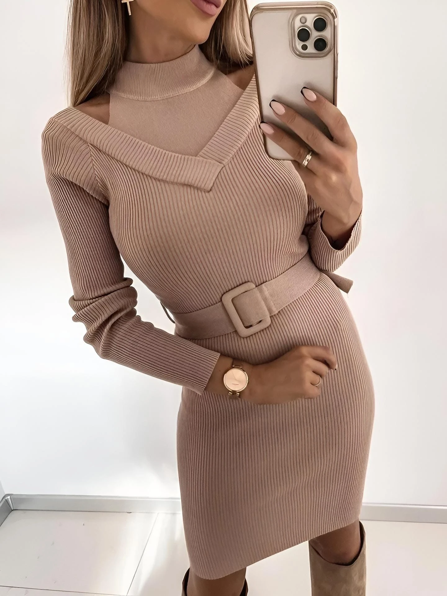 Vestito Donna Tubino Spalla Scoperta Cintura Aderente Casual Elegante Costina 1 Vestito Donna Tubino Spalla Scoperta Cintura Aderente Casual Elegante Costina