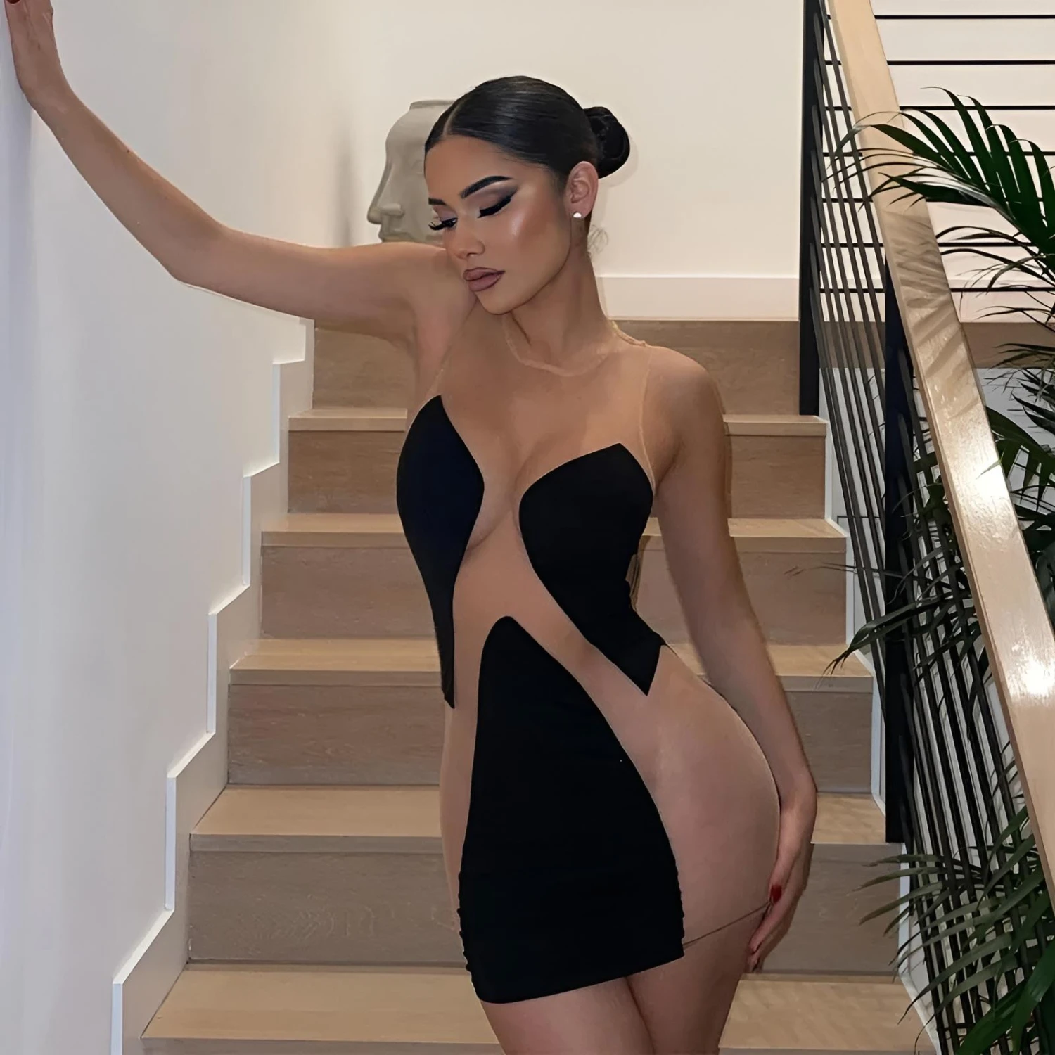 Vestito Donna Tubino Bicolore Aderente Sexy Giromanica 1 Vestito Donna Tubino Bicolore Aderente Sexy Giromanica