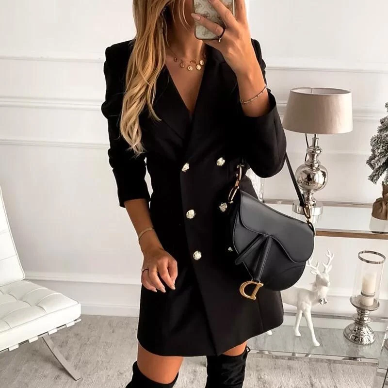 Vestito Donna Blazer Bottoni Scollo V 1 Vestito Donna Blazer Bottoni Scollo V