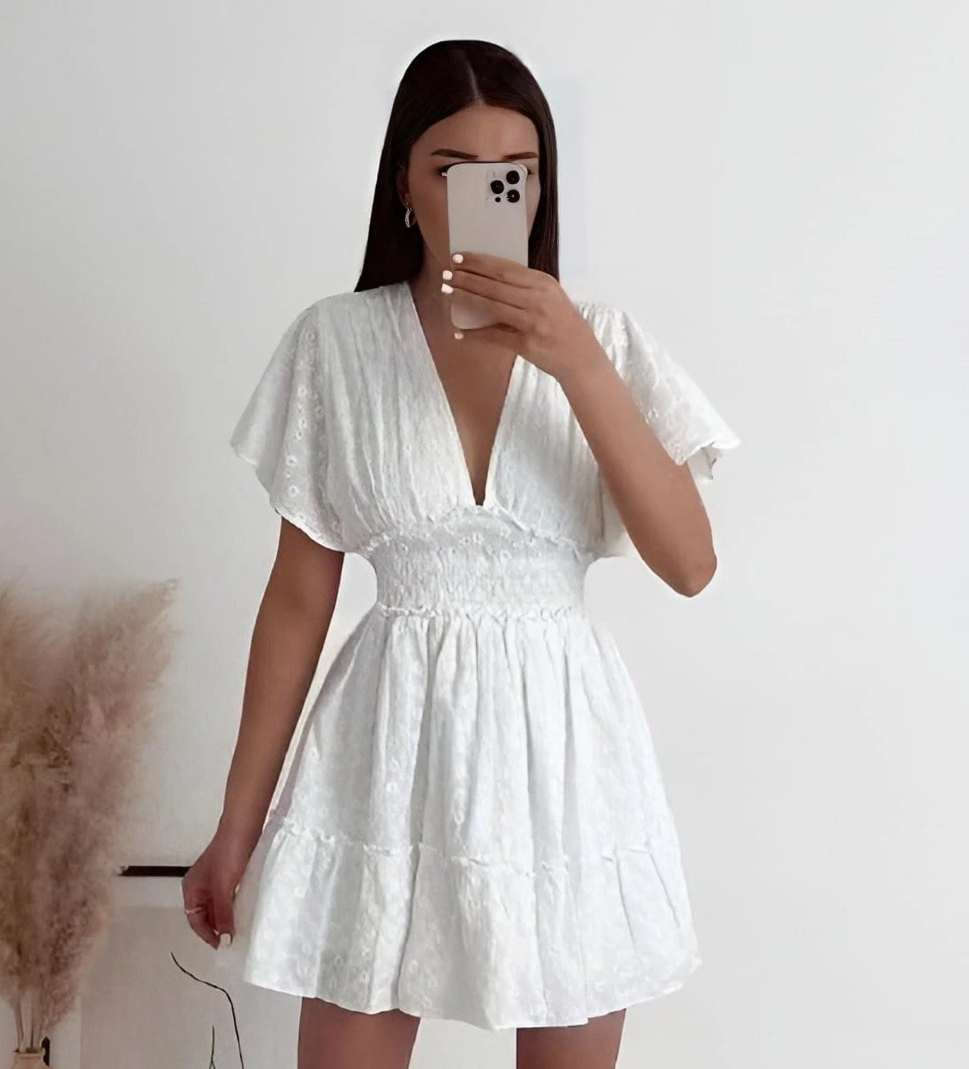 Vestito Donna Morbido Campana Scollo V Profondo Elastico Sangallo 1 Vestito Donna Morbido Campana Scollo V Profondo Elastico Sangallo