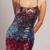 Vestito Donna Tubino Bretella Scollo Cuore Schiena Scoperta Paillettes Multicolore Elegante Sensuale