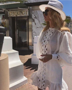 Camicia Donna Lungo Vestito Manica Lunga Cotone Casual Vintage