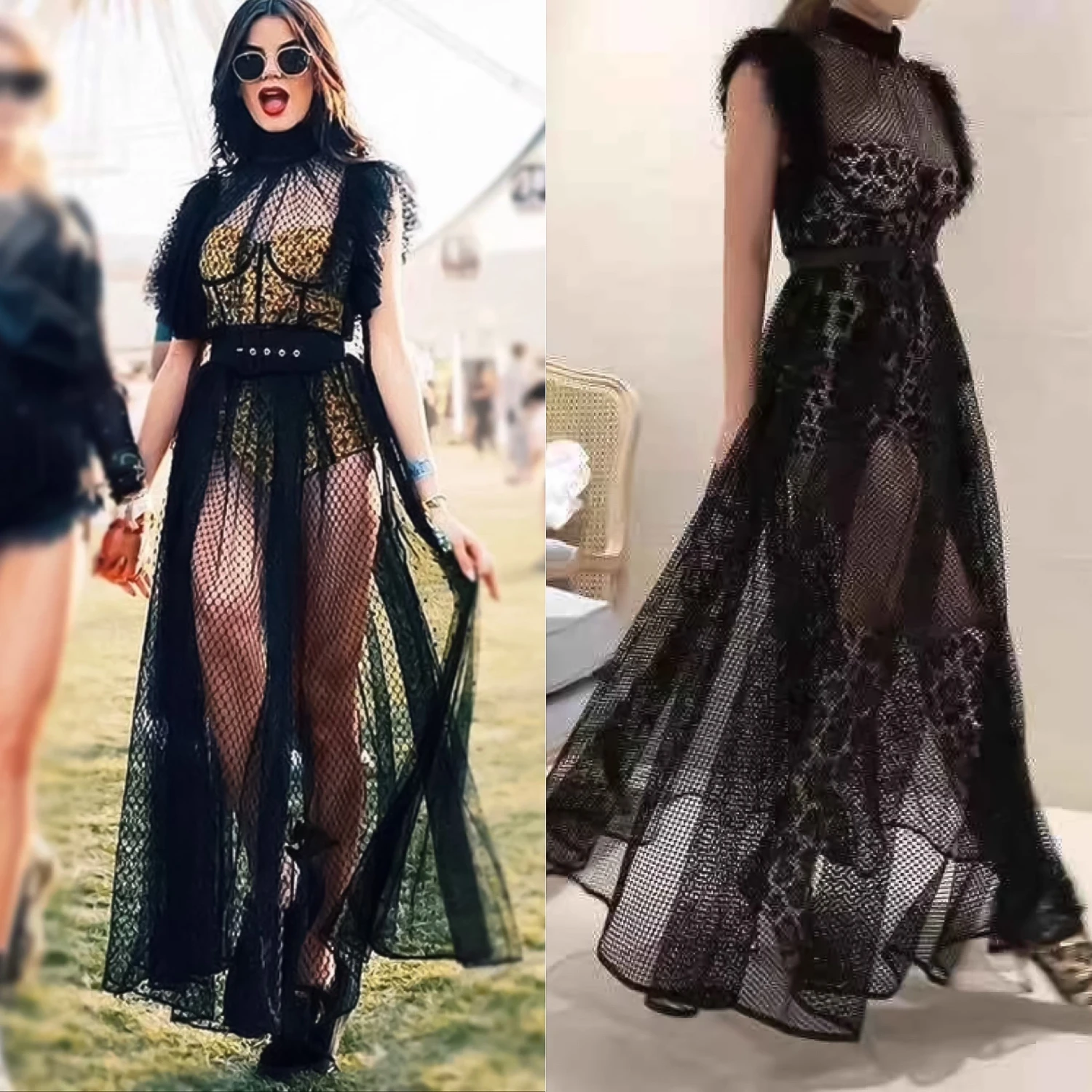 Vestito Donna Lungo Traforato Body Leopardato Casual 1 Vestito Donna Lungo Traforato Body Leopardato Casual