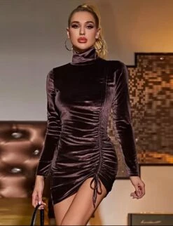 Vestito Donna Ciniglia Aderente Laccio