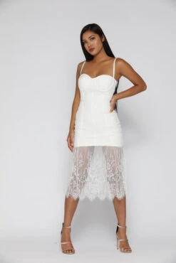 Vestito Donna Tubino Scollo Cuore Bretelle Pizzo Elegante