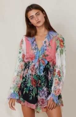 Vestito Donna Tutina Morbida Scollo V Fantasia