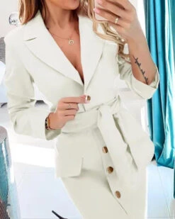 Vestito Donna Blazer Bottoni Scollo V Cintura -Lindavi Negozio image 4b16d625 ea58 466f 9ae6 5d83faa994c3