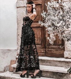 Abito Donna Vestito Lungo Tulle Tubino Interno Corpetto Elegante Feste Eventi Party