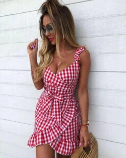 Vestito Donna Fantasia Asimmetrico Bretelle