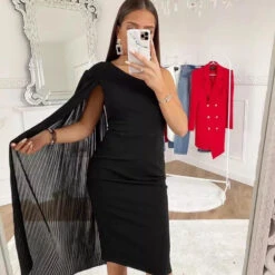 Vestito Donna Mono Spalla Mantella Chiffon