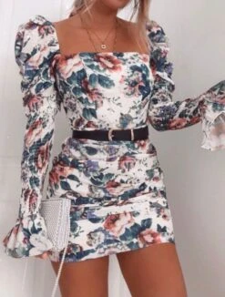 Vestito Donna Tubino Fantasia Scollo Cuore