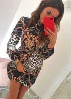 Vestito Donna Fantasia Morbido Manica Lunga