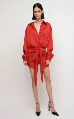 Vestito Donna Camicia Lunga Fiocco