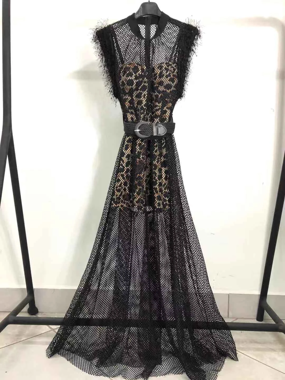 Vestito Donna Lungo Traforato Body Leopardato Casual 2 Vestito Donna Lungo Traforato Body Leopardato Casual - immagine 2