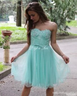 Vestito Gonna Di Tulle Corpetto Scollo Cuore Elegante Cerimonia