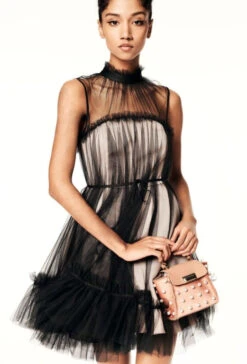 Vestito Donna Tulle Svasato Campana Morbido Elegante Feste Eventi Party