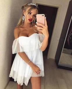 Vestito Donna Svasato Campana Tulle Scollo Cuore Elegante Feste Eventi Party