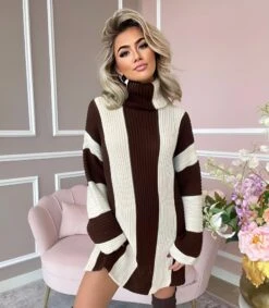 Linda Vestito Donna Maxi Pull Collo Alto Manica Campana Bicolore Morbido Casual Elegante Caldo -Lindavi Negozio linda10.00 0869e5d4 cf8b 48ed b0dd a90b8c1da40d