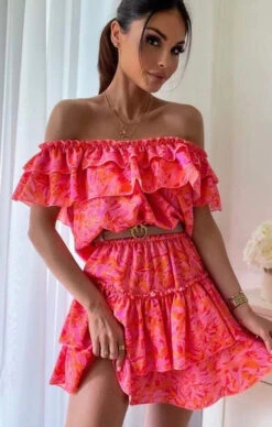 Vestito Donna Morbido Rush Scollo Barca Elastico Fantasia Casual Elegante