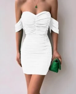 Vestito Donna Tubino Scollo Cuore Arricciato Bustier Elegante Sexy -Lindavi Negozio mery8.50whitedress