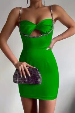 Vestito Donna Tubino Scollo Cuore Cut Out Bretelle Strass Sensuale Elegante -Lindavi Negozio mery 8.50 1