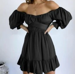 Vestito Donna Scollo Barca Fiocco Schiena