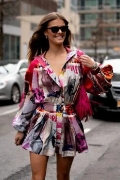 Vestito Donna Camicia Bottoni Stampe Colori