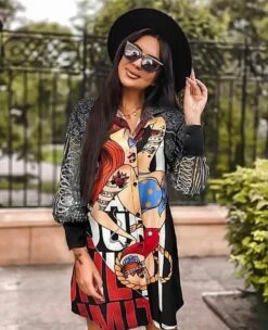 Vestito Donna Camicione Morbido Fantasia