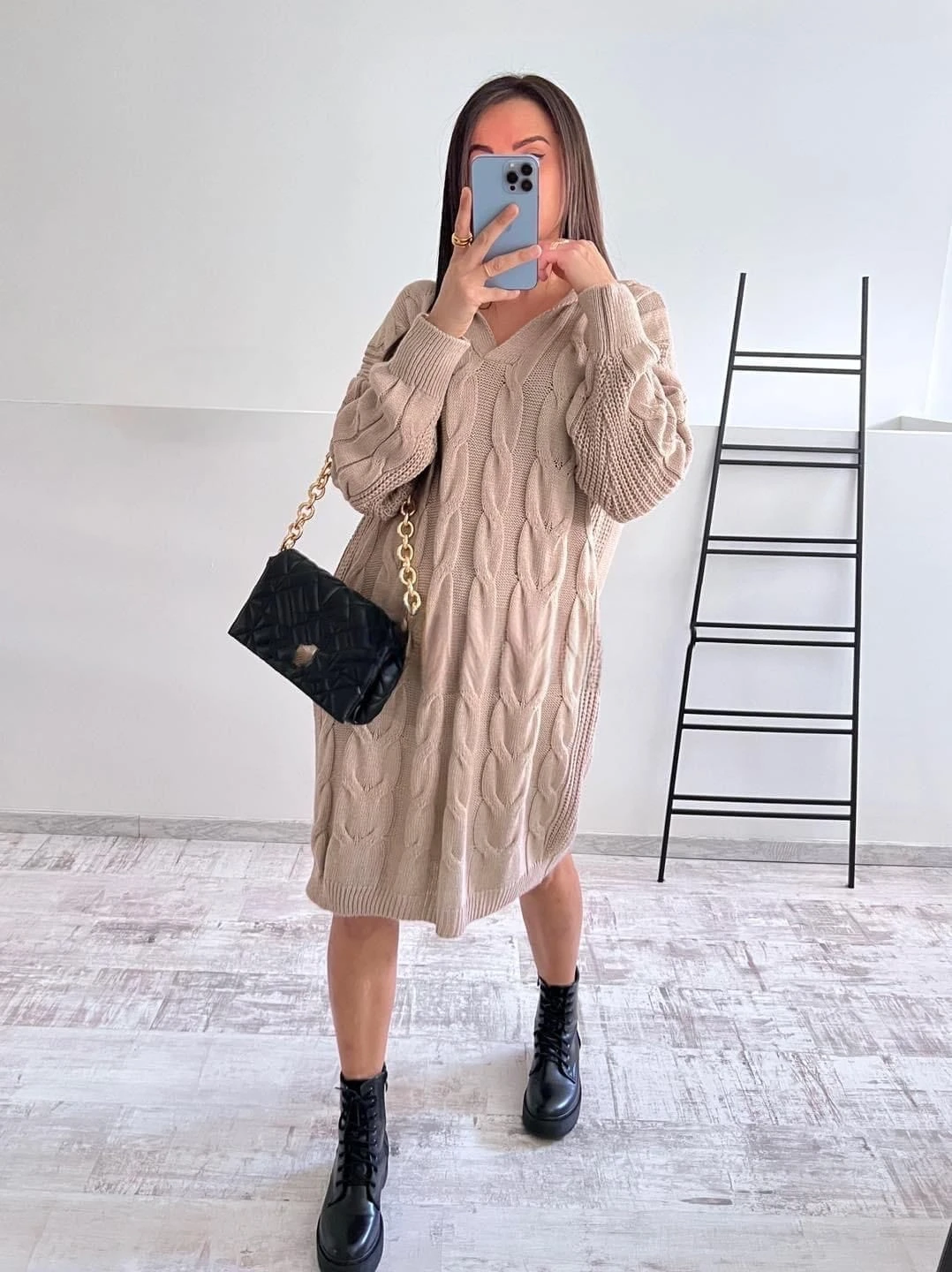 Vestito Donna Morbido Maxi Pull Scollo V Trama Intrecciata Casual Comodo 2 Vestito Donna Morbido Maxi Pull Scollo V Trama Intrecciata Casual Comodo - immagine 2