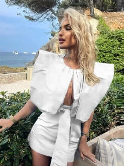 Vestito Donna Tubino Giromanica Cut Out Fiocco Sensuale Elegante -Lindavi Negozio tyhghgbgfb