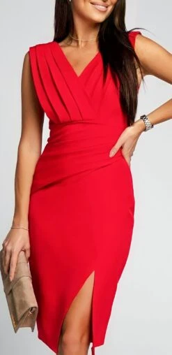 Vestito Donna Tubino Plissé Aderente Spacco Elegante Sensuale -Lindavi Negozio vddsv