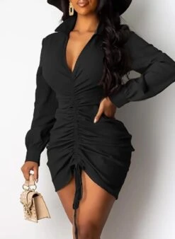 Vestito Donna Manica Lunga Scollo V